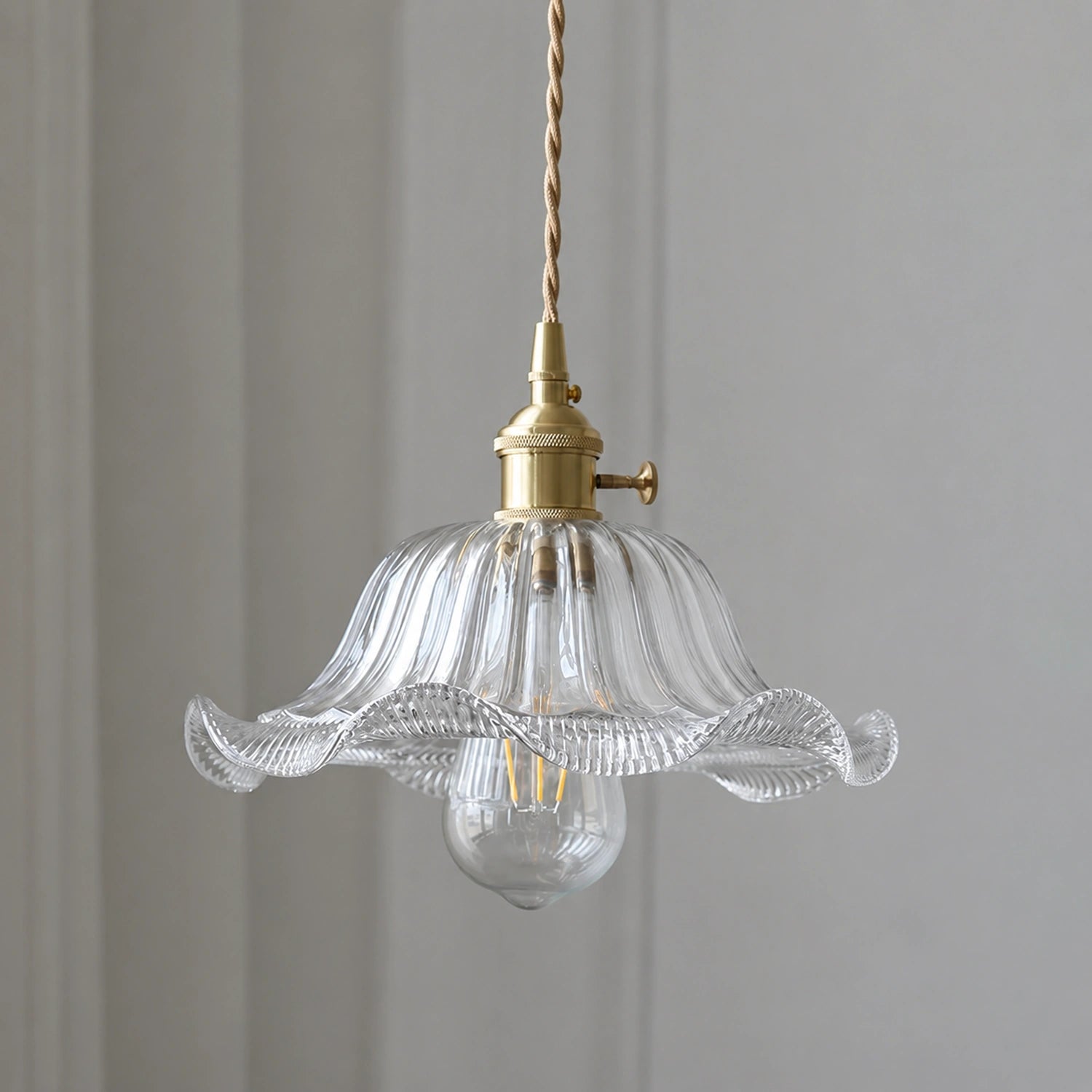 Clear Glass LED Pendant Light with Copper Finish