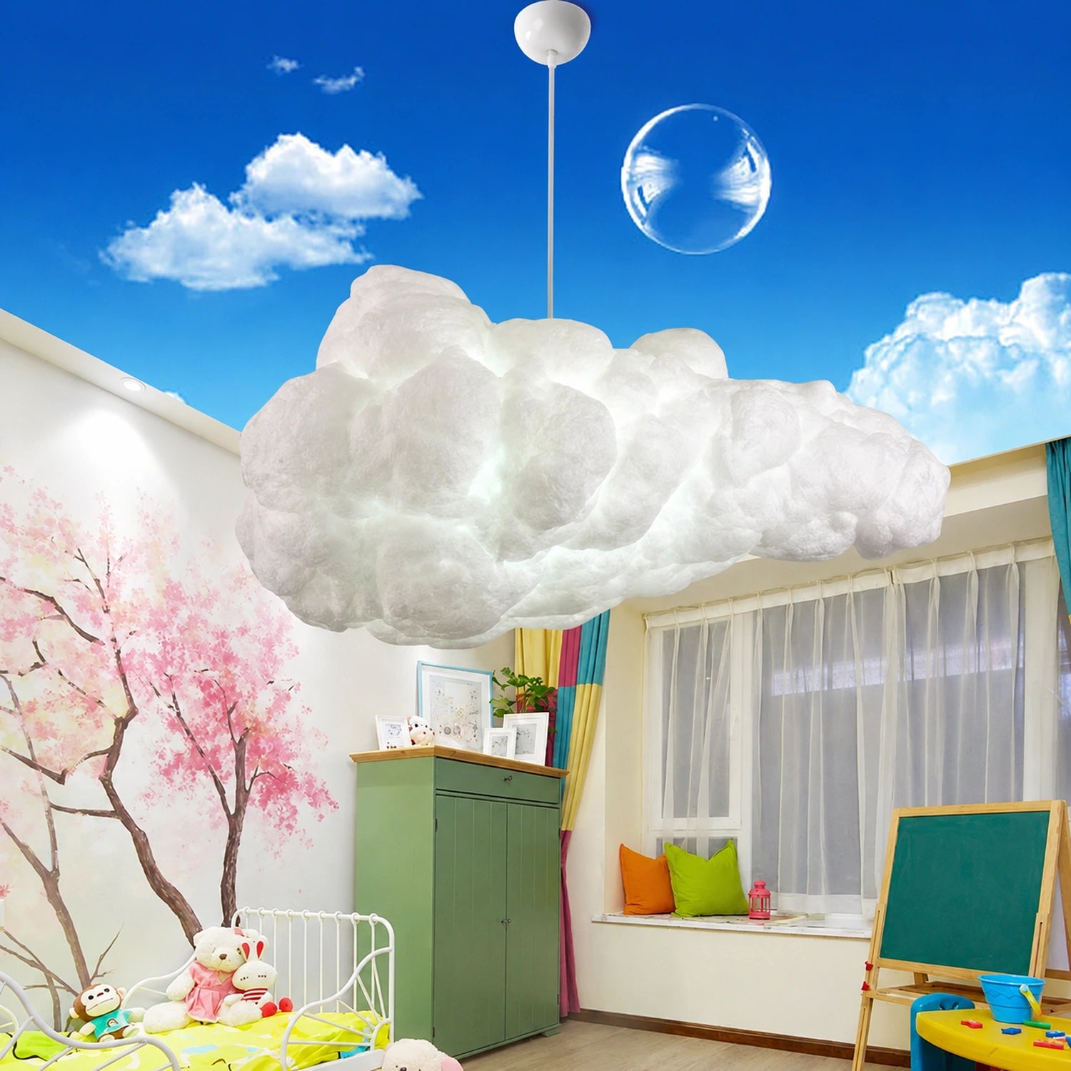 Modern White Floating Cloud Pendant Light