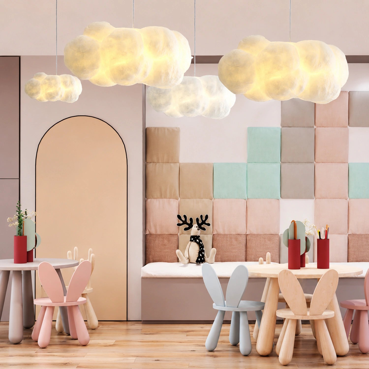 Modern White Floating Cloud Pendant Light