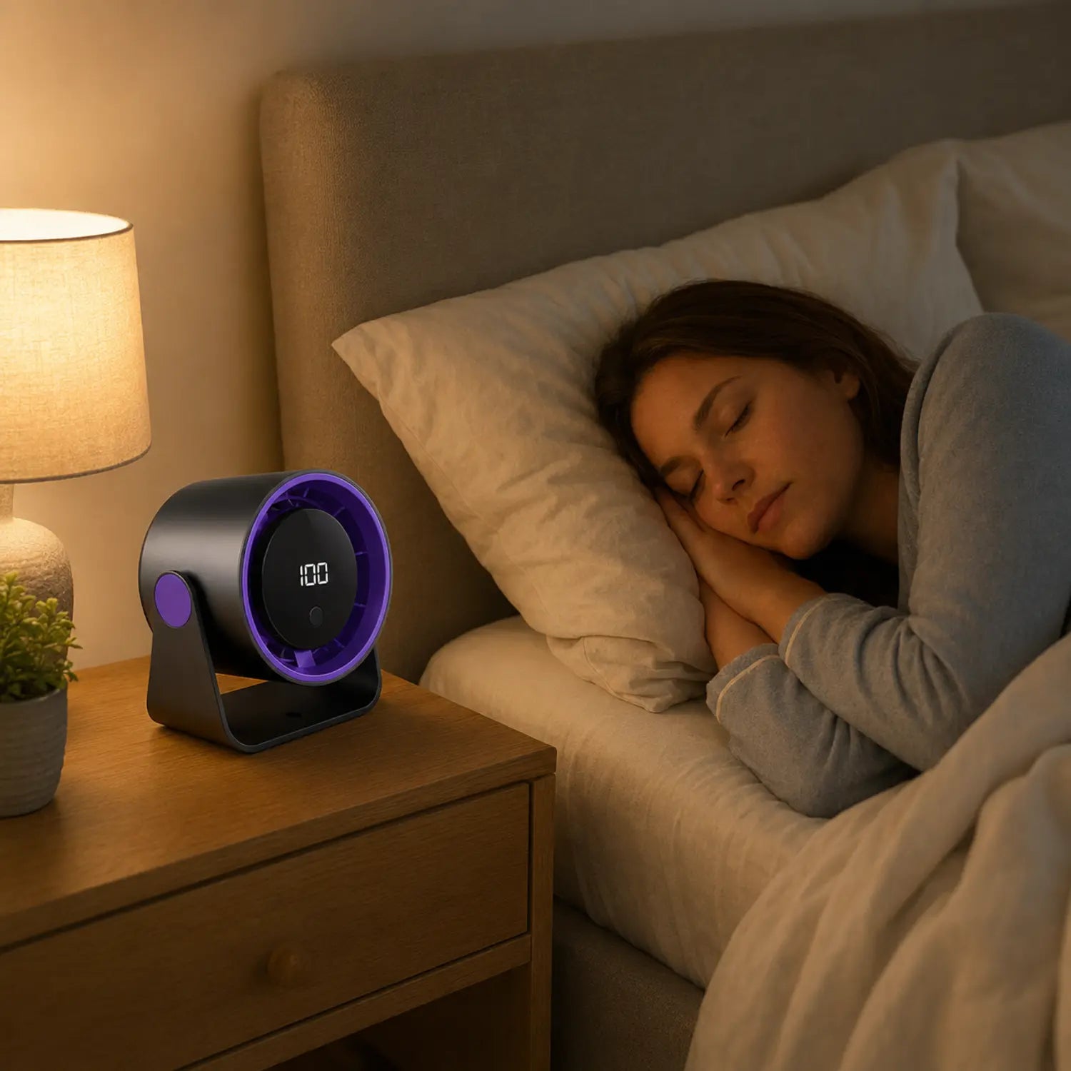 Rechargeable Desktop Fan with Digital Display & Wall Mount