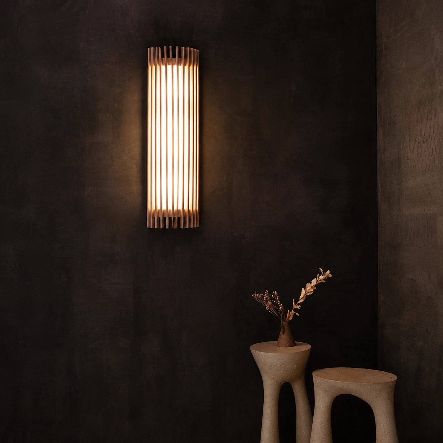 Wabi-sabi Style Wood and Acrylic LED Wall Sconce
