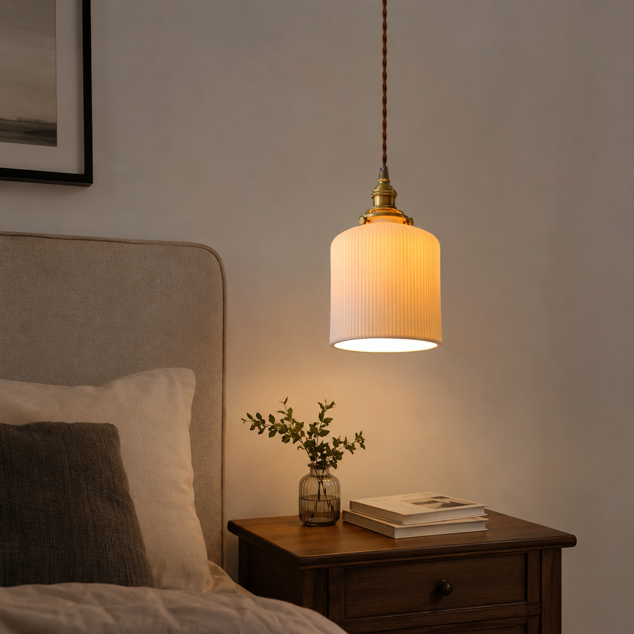 Copper and Glass Pendant Light