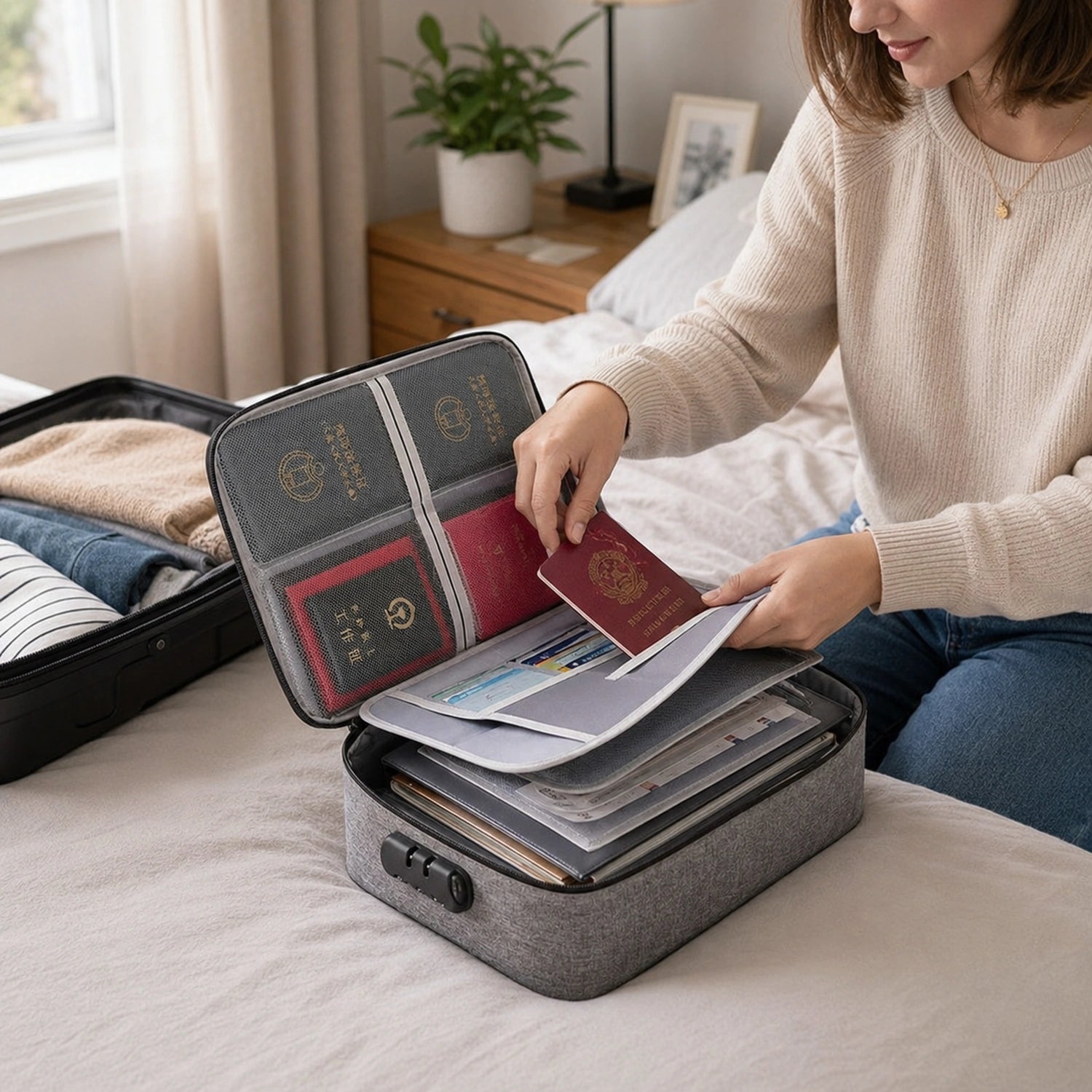 Large Capacity Document Storage Bag with Password Lock