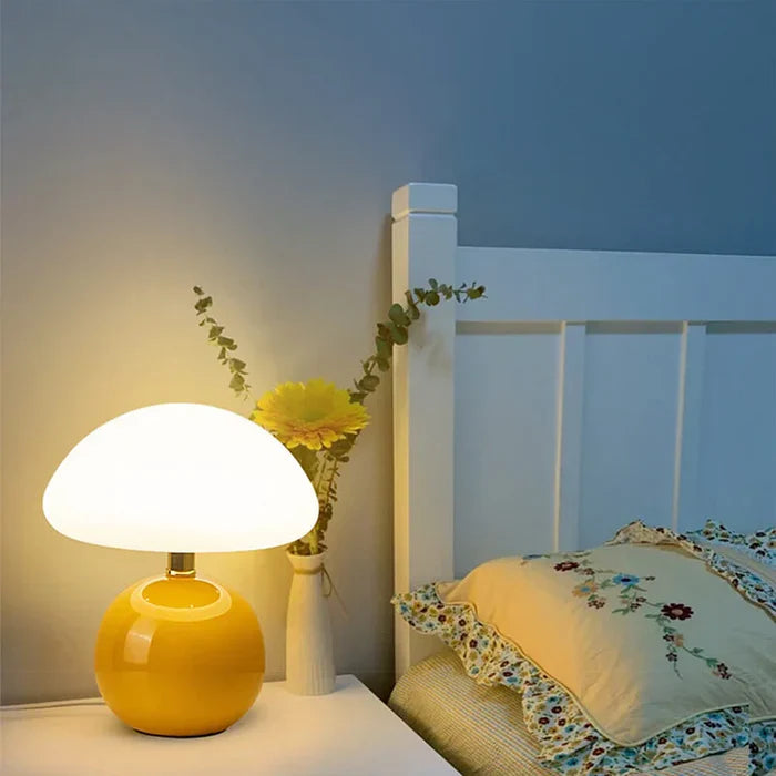Mushroom Dome Cream Ceramic Minimalist Table Lamp