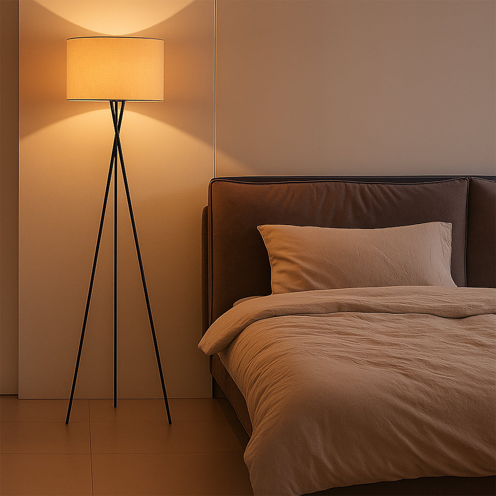 Modern Ambient Silk Shade Contemporary Floor Lamp