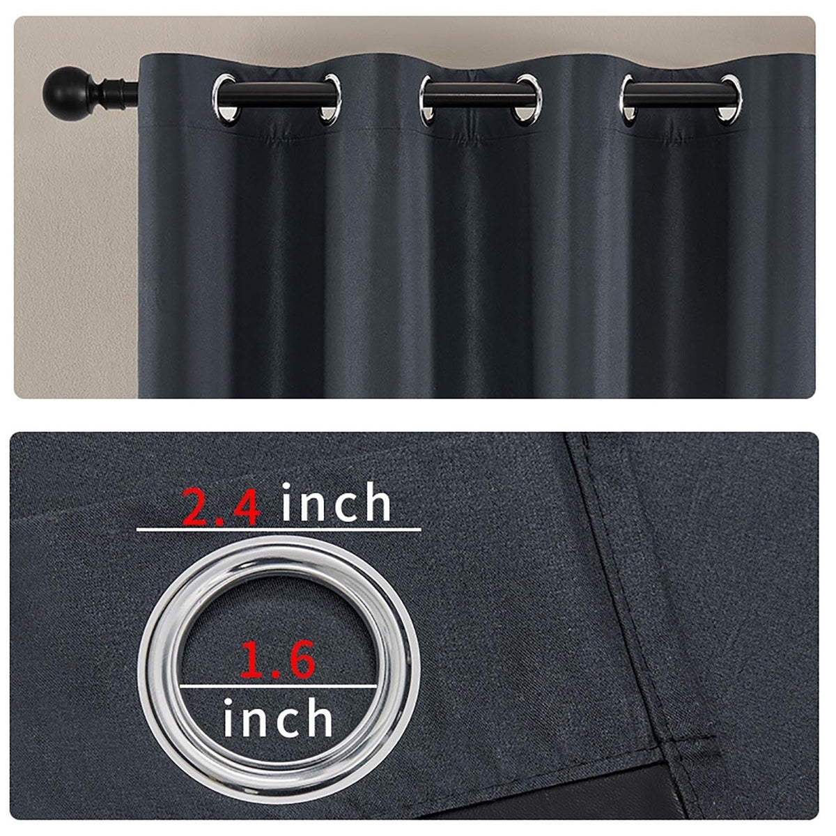 Eyelet size diagram with 1.6 inch inner diameter
