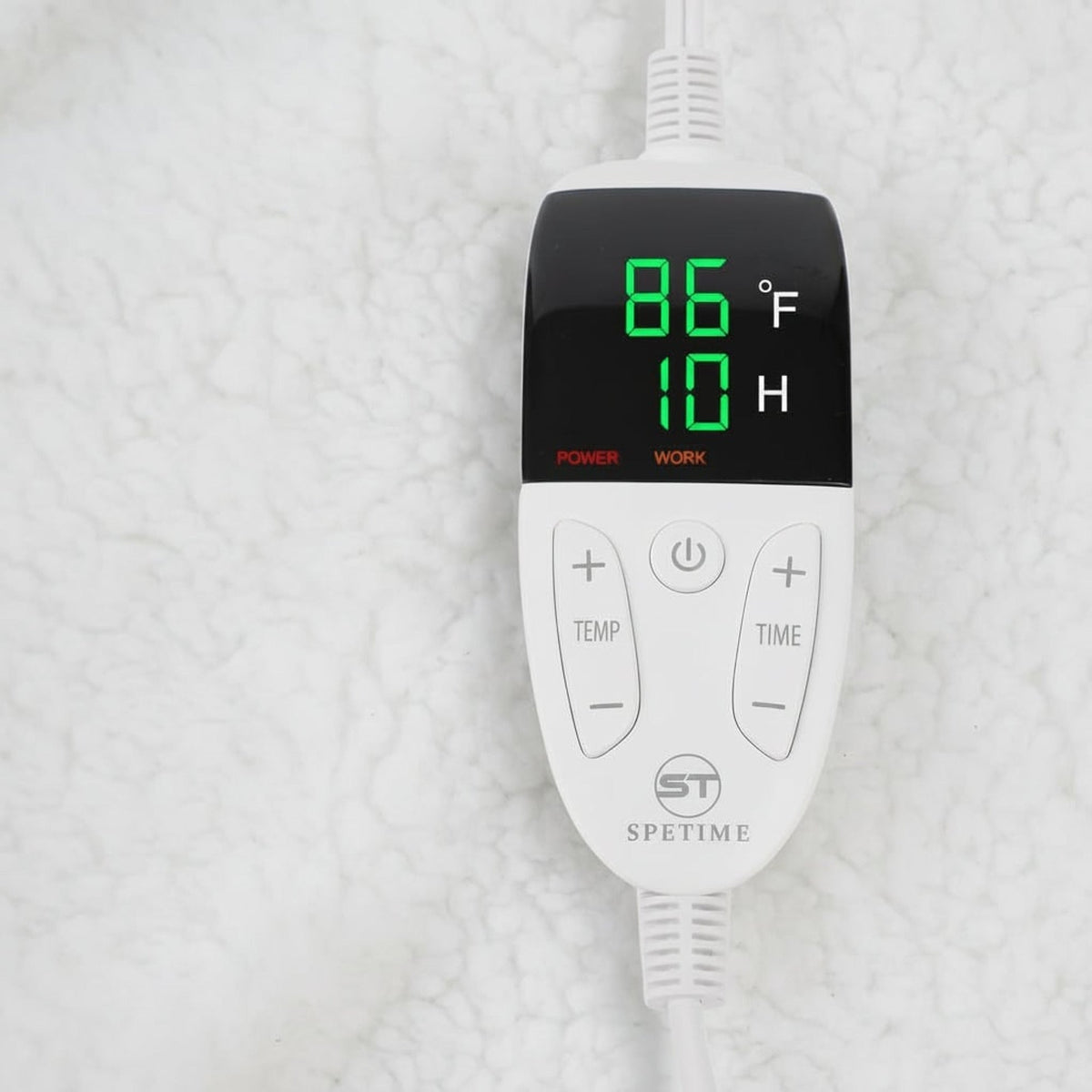 Digital controller showing temperature and timer buttons