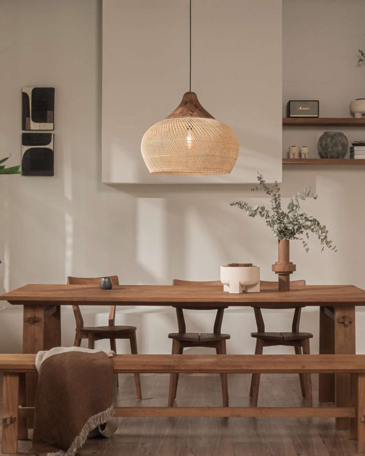 Bohemian Dimmable Rattan Woven Ceiling Pendant Light