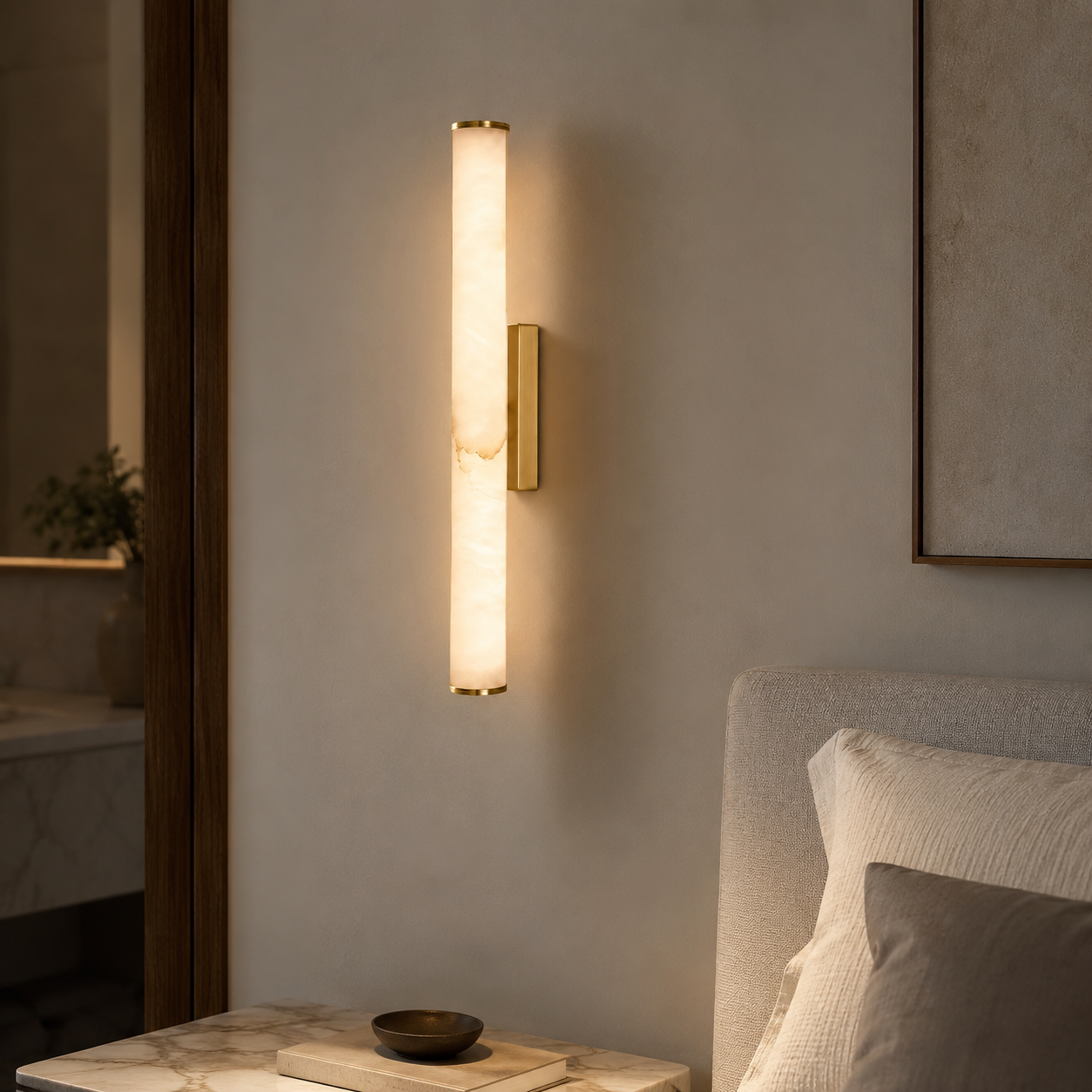 Art Deco Simulated Marble LED Wall Light