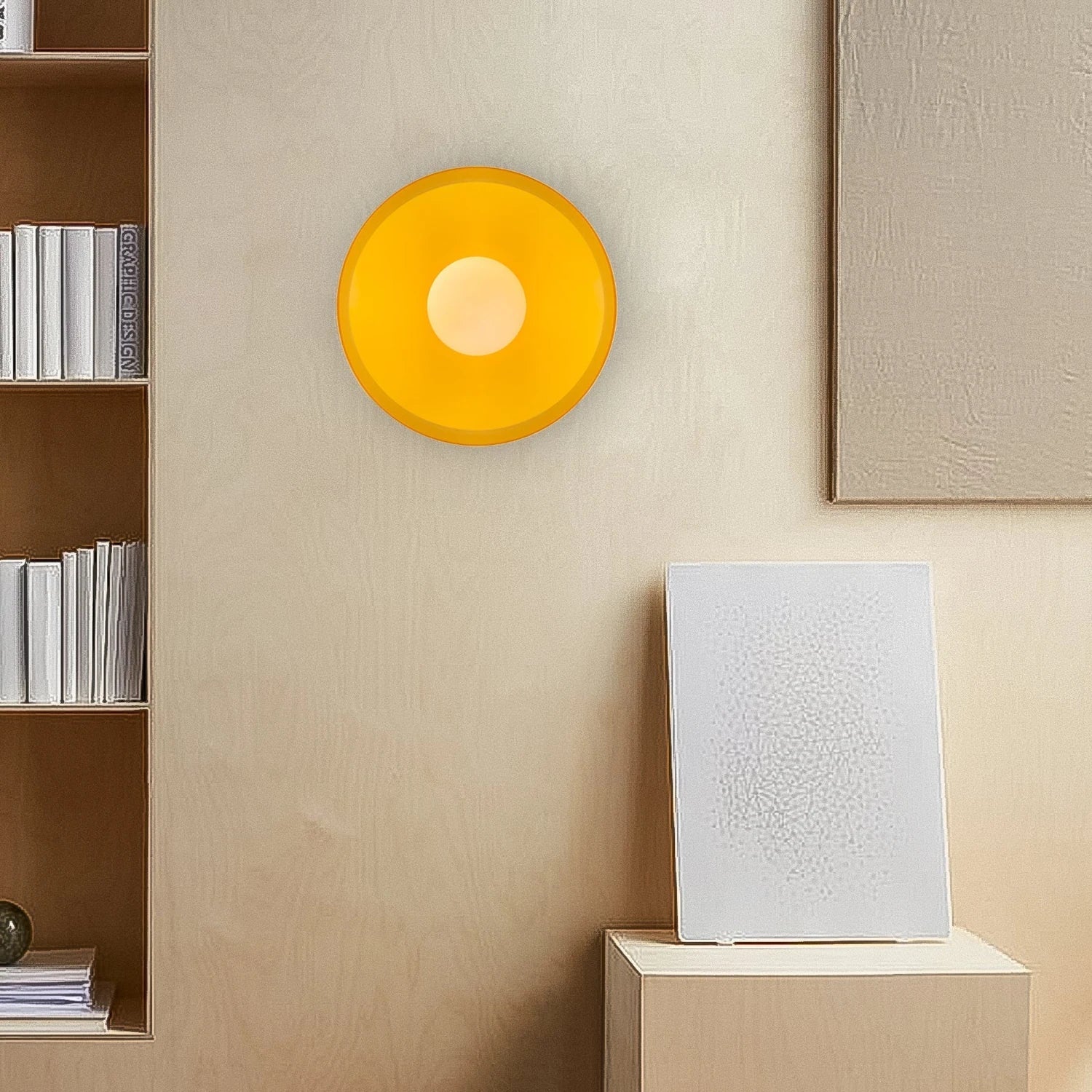 Minimalist modern flush mount ceiling light in olive green with a low-profile design for soft, glare-free illumination in bedrooms and hallways.