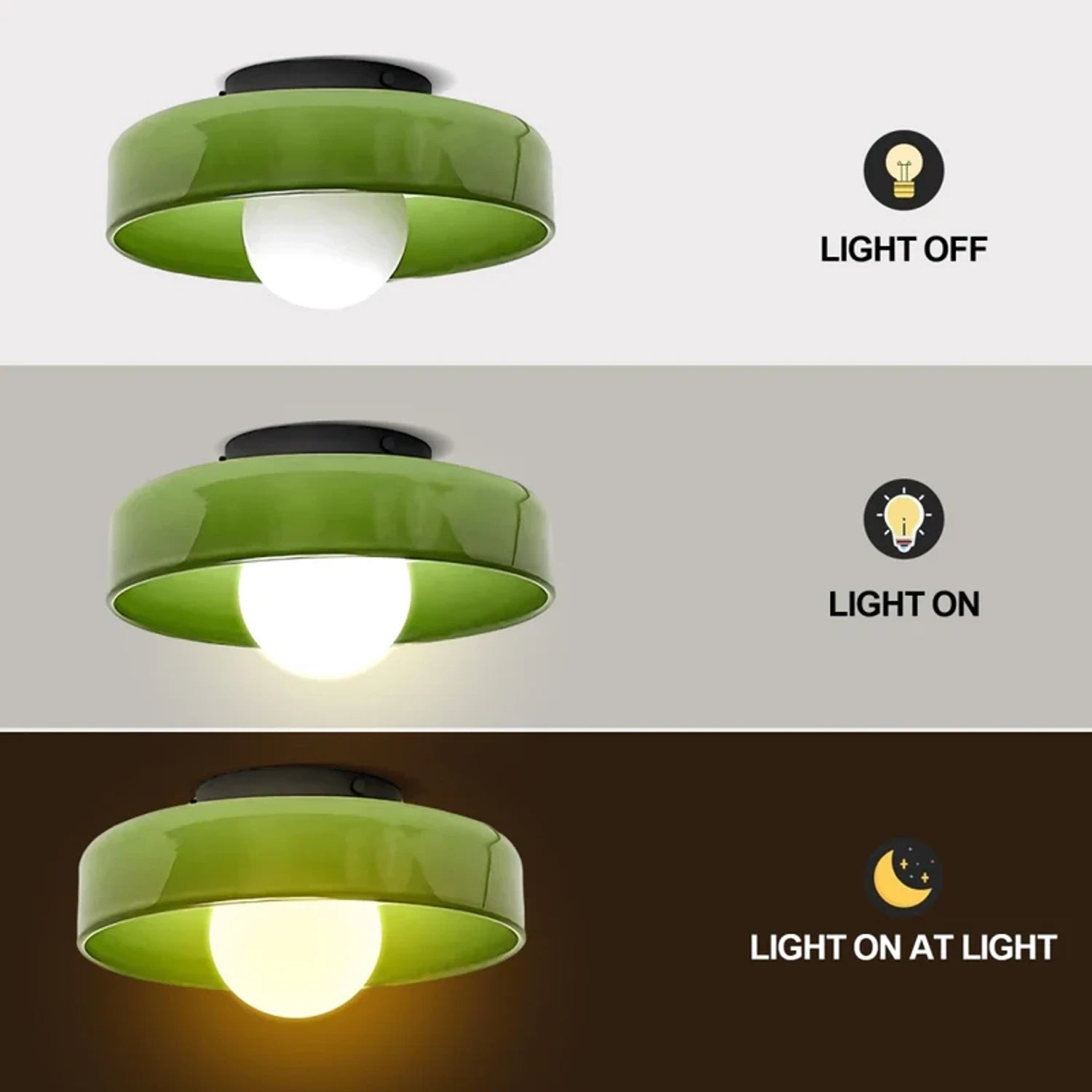 Minimalist modern flush mount ceiling light, low profile design for soft, glare-softened illumination in bedrooms and hallways.