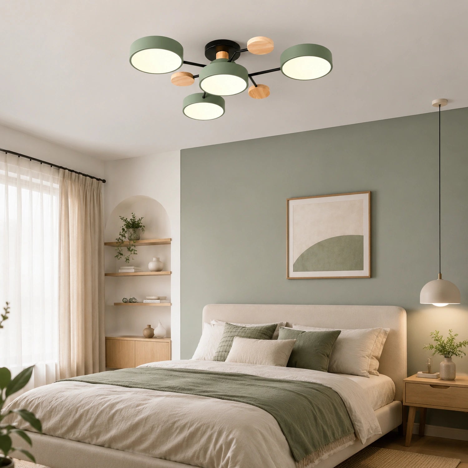 Modern Wood Round LED Ceiling Light