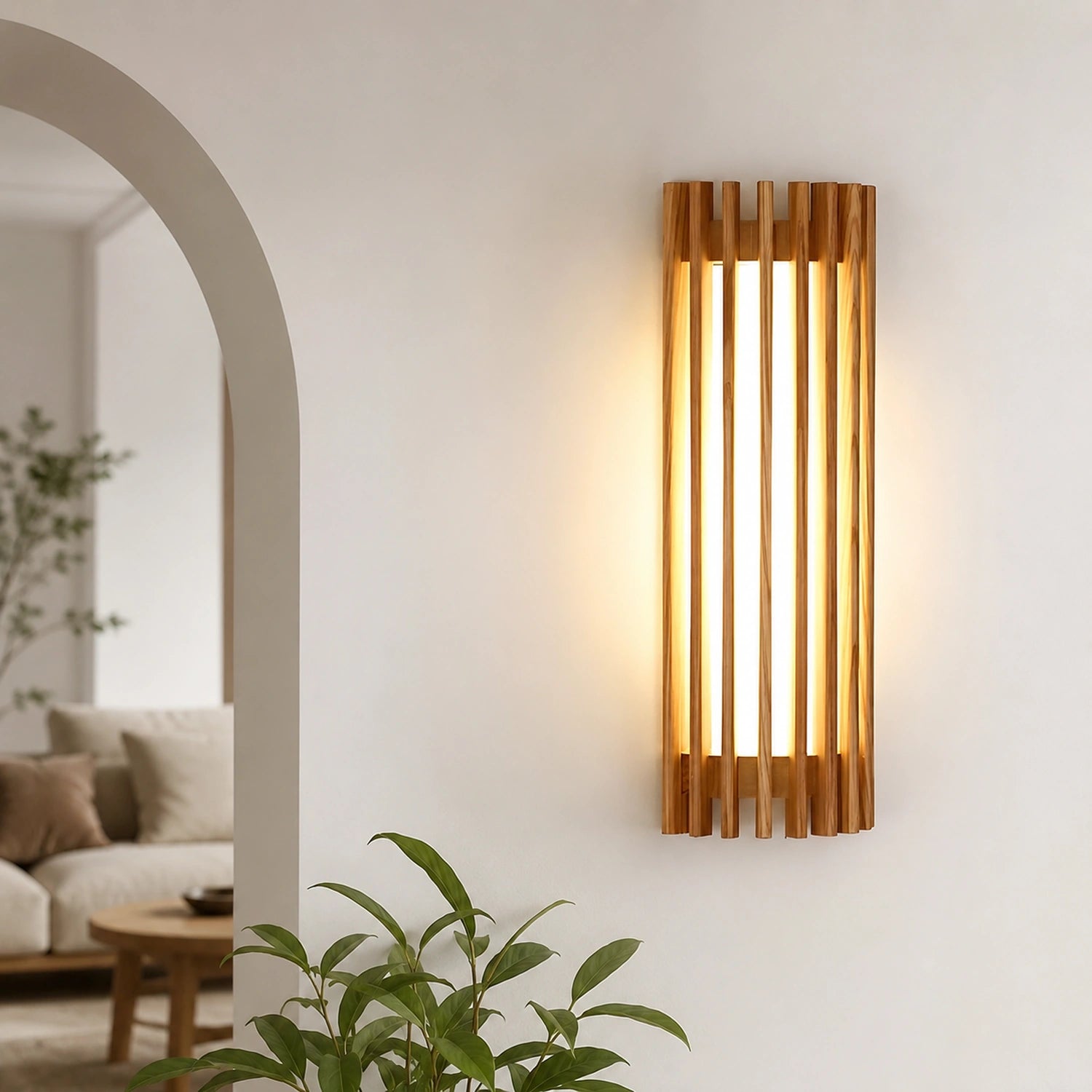 Wabi-sabi Style Wood and Acrylic LED Wall Sconce