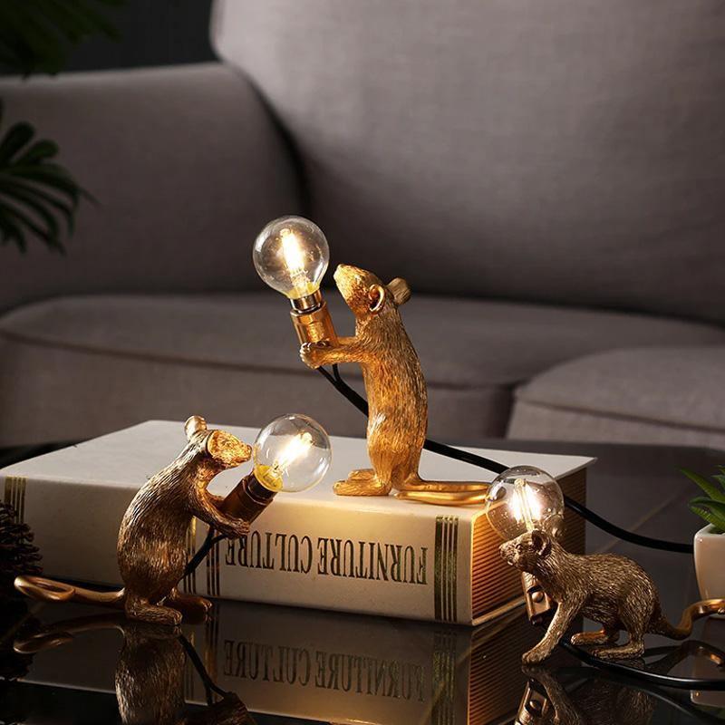 Mouse Bedside Table Lamp - Novelty Night Light - Figurine Design