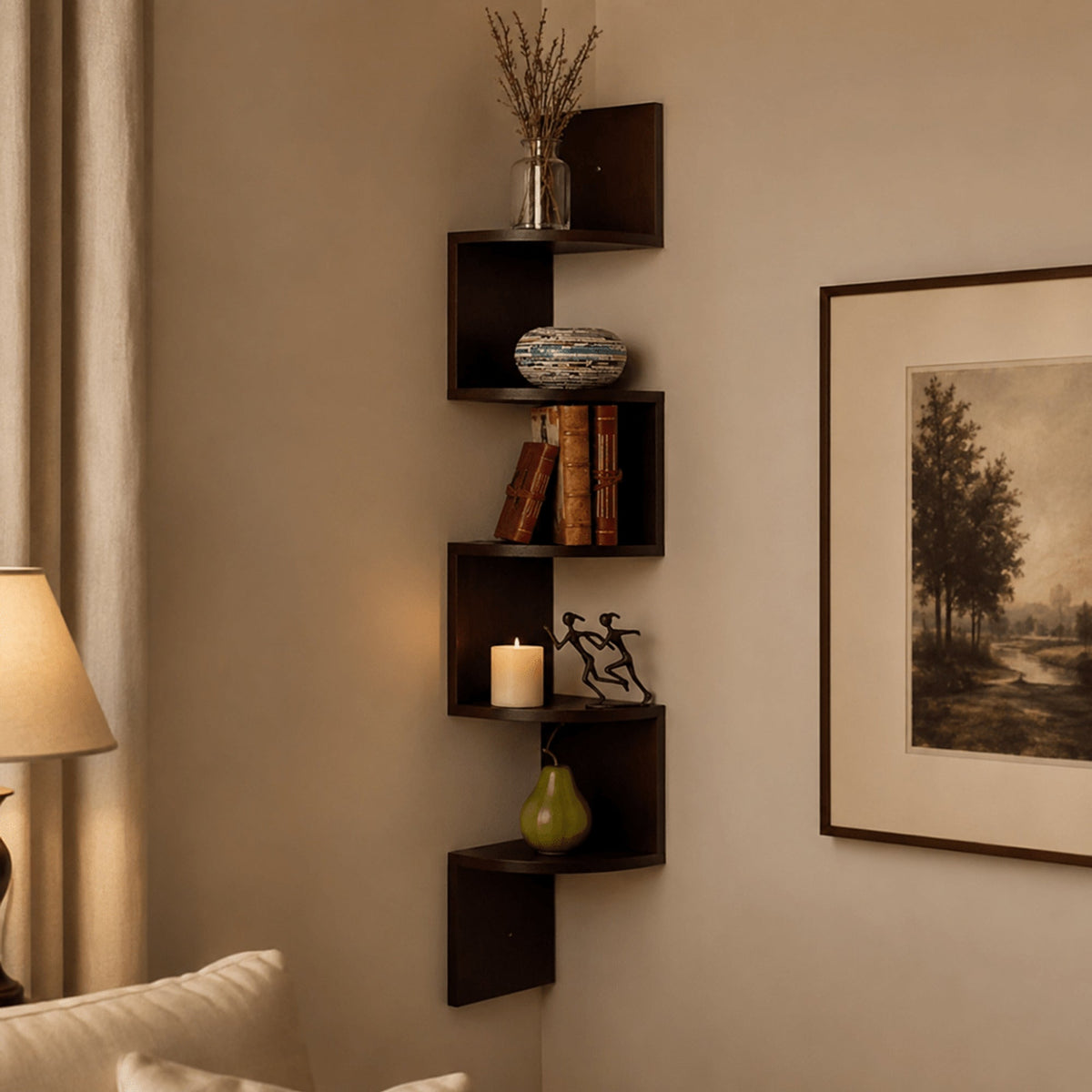 Dark Brown five-tier corner shelf