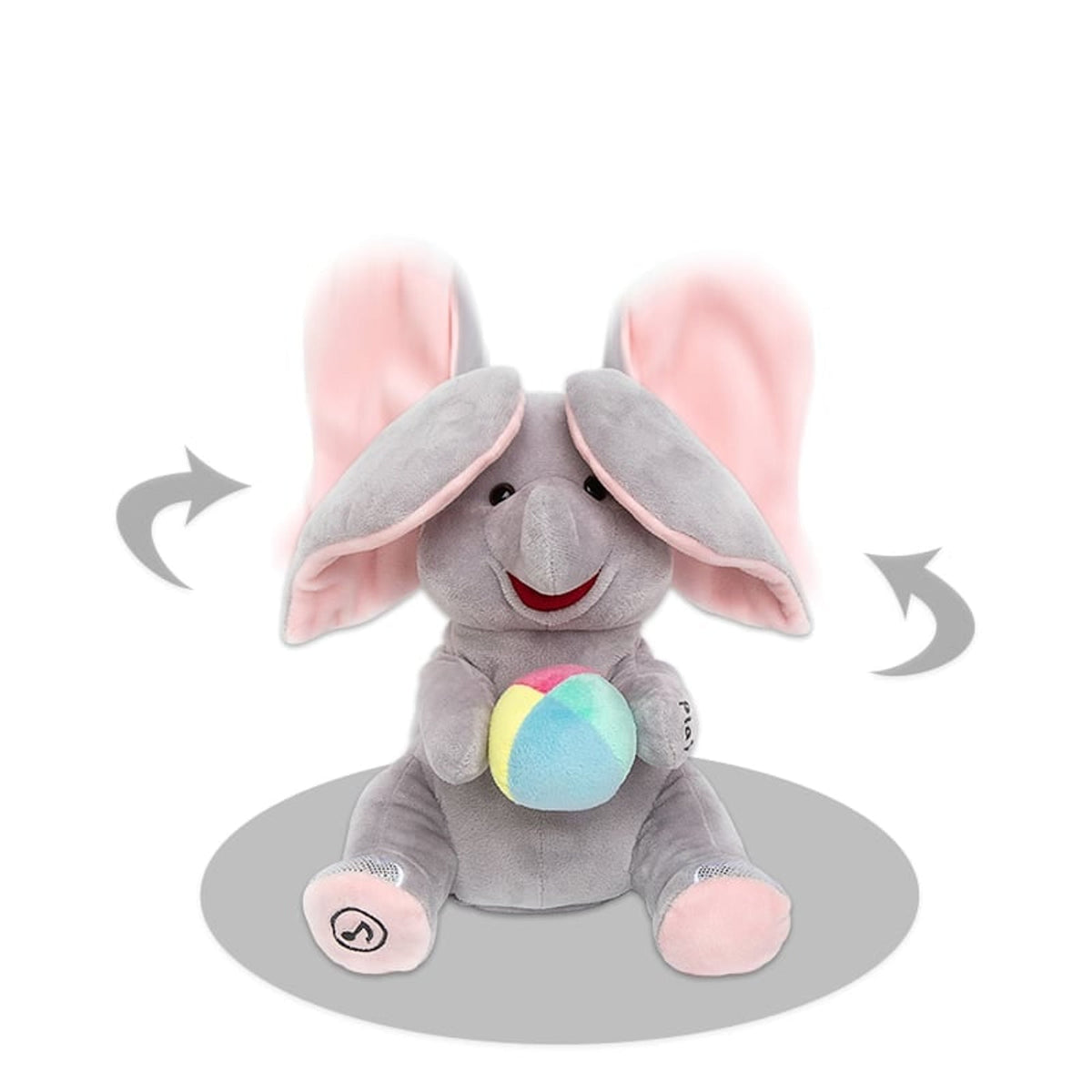 Moving-ear peek-a-boo elephant illustration