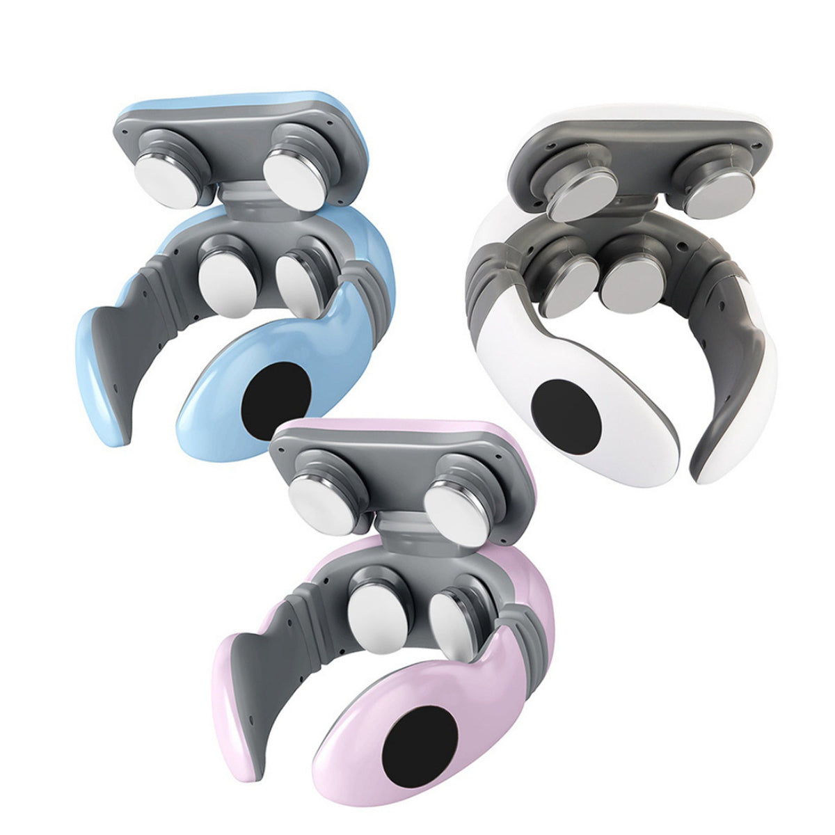 Neck massager with LCD controls and pulse illustration