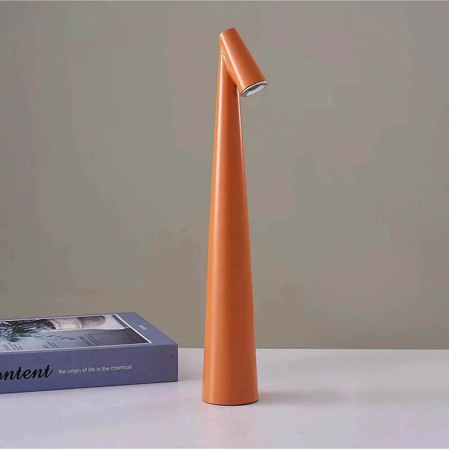 Nordic minimalist cordless aluminium LED table lamp with touch-dimmable light in various colours for bedroom and living room decor.