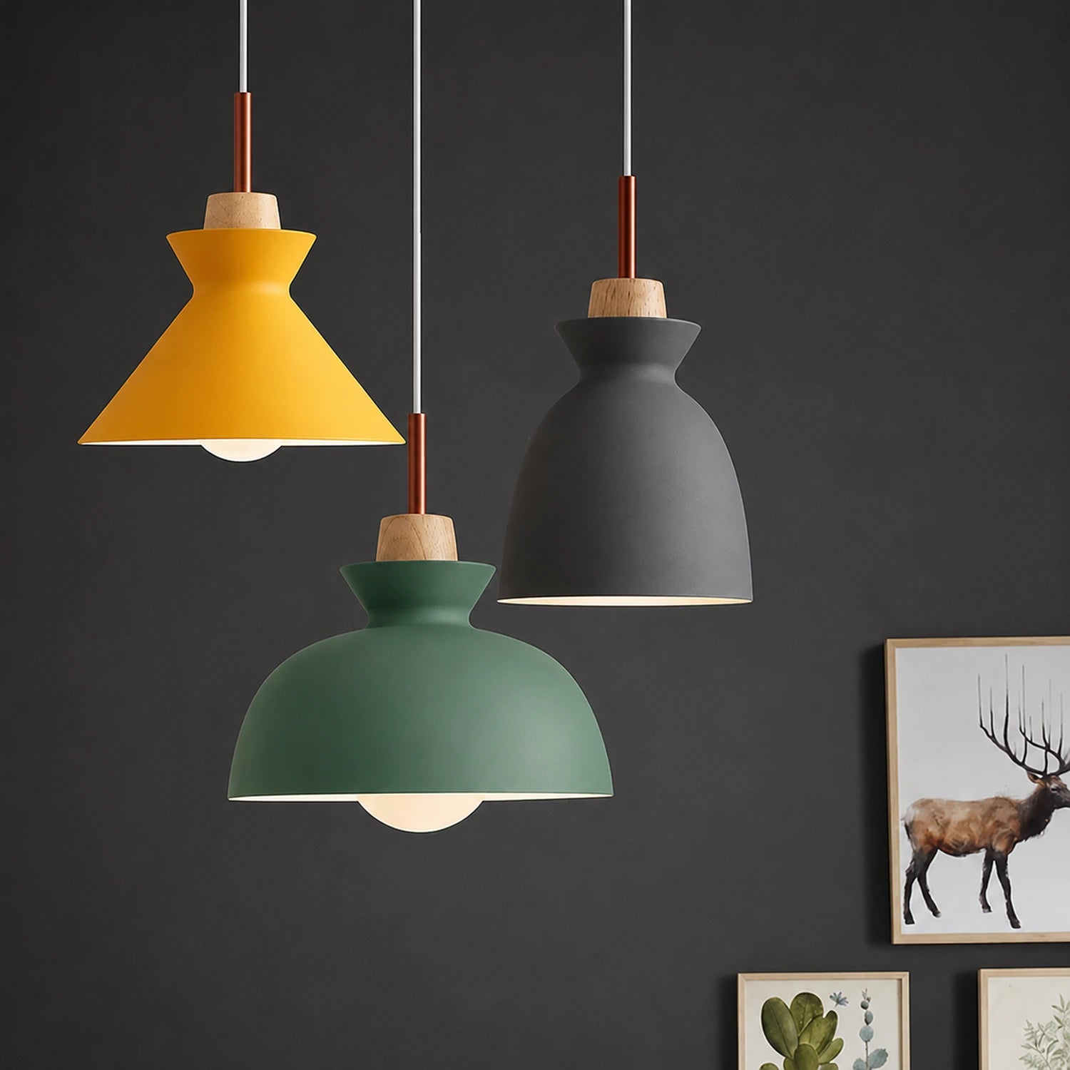 Modern Wood and Iron Pendant Light