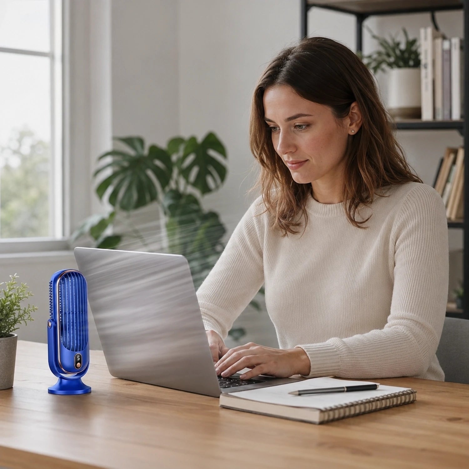 Rechargeable Dual Head Desktop Fan with LED Display