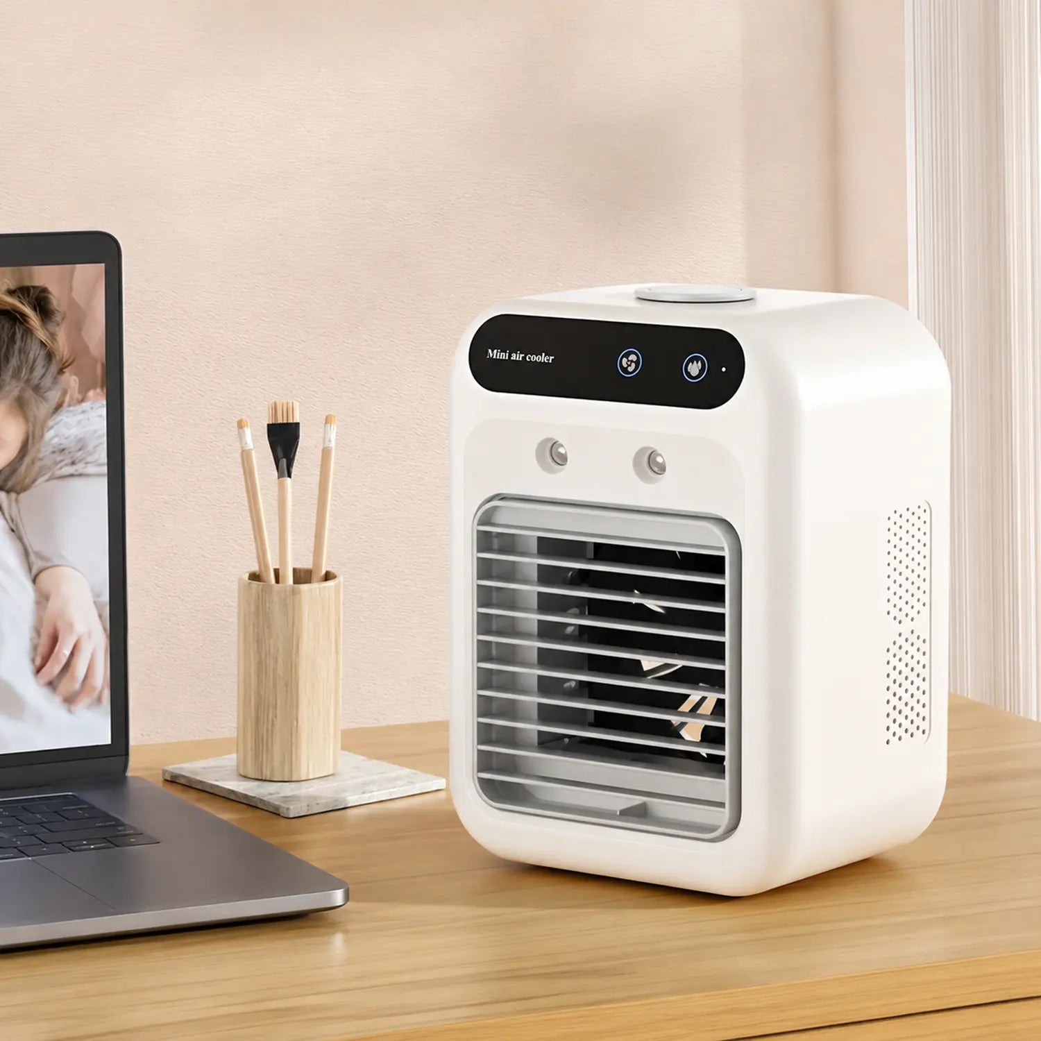 Portable USB Air Cooler with Water Tank & Rechargeable Battery