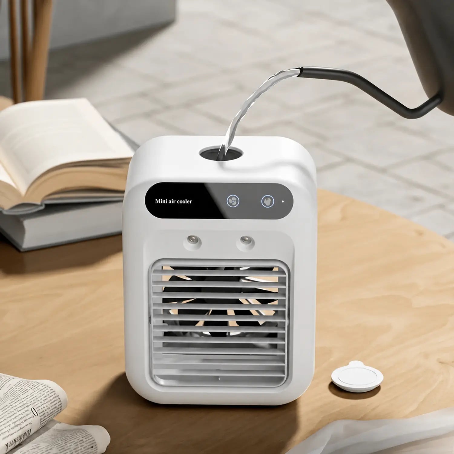 Portable USB Air Cooler with Water Tank & Rechargeable Battery