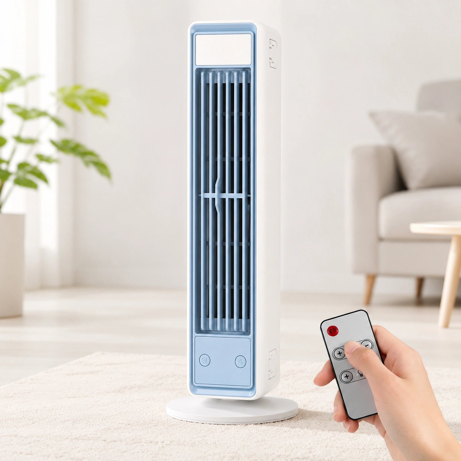 Portable Bladeless Tower Fan with Oscillation
