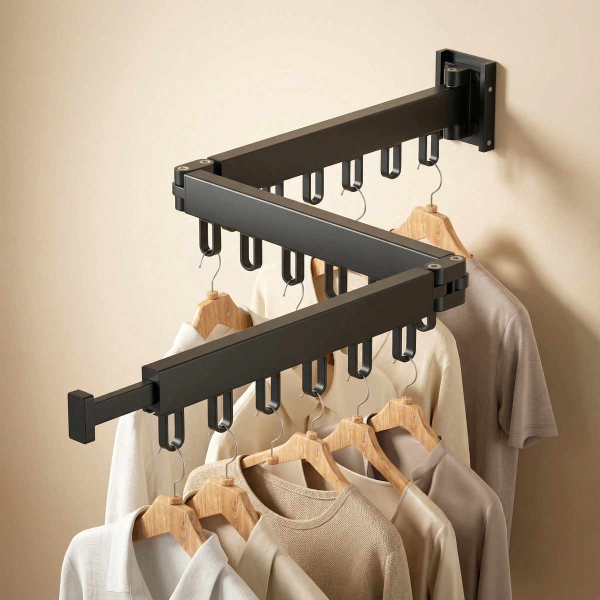 Black three-section folding wall drying rack