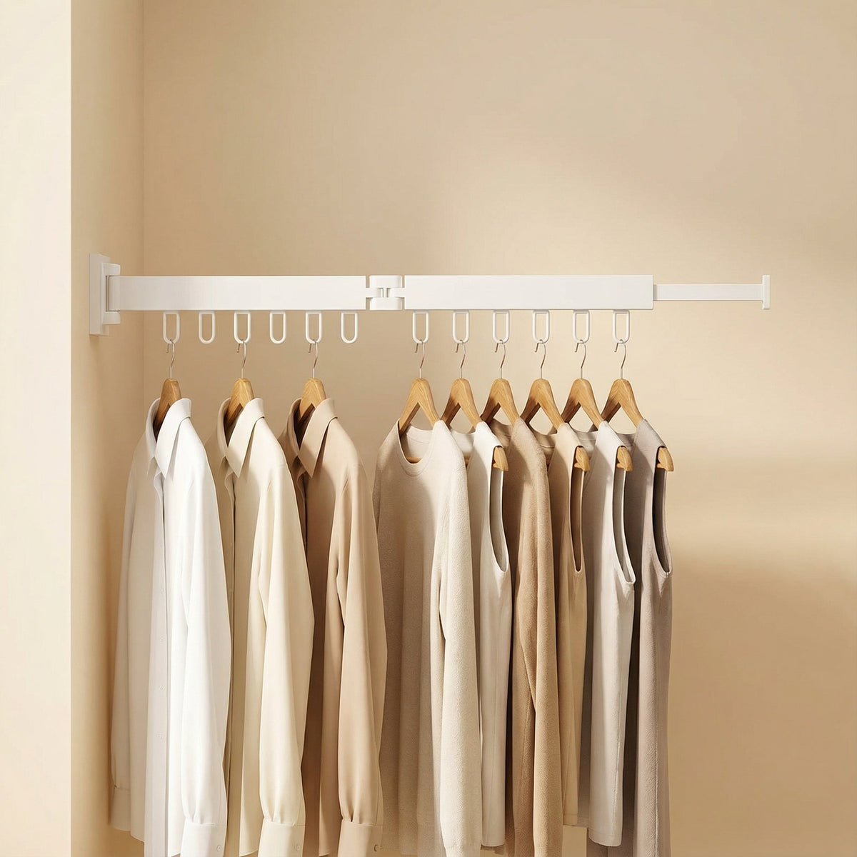 White two-section folding wall drying rack