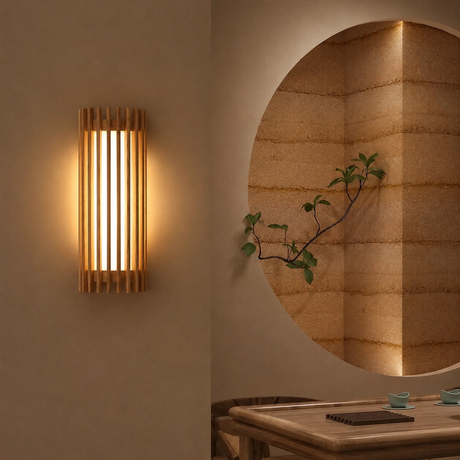 Wabi-sabi Style Wood and Acrylic LED Wall Sconce