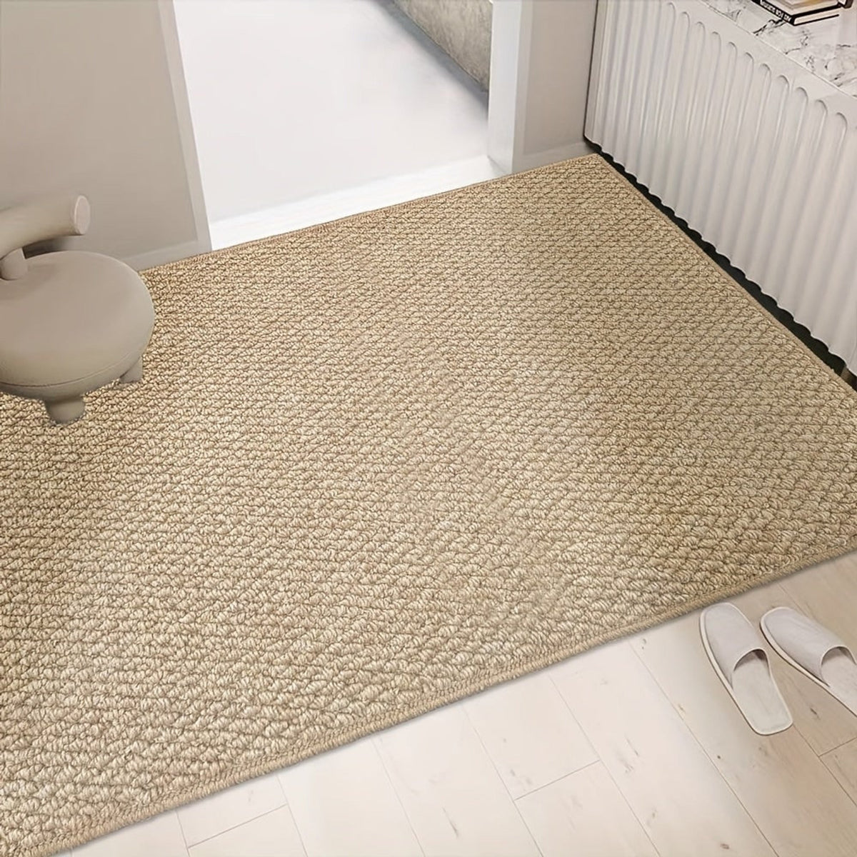 Rounded corner and woven texture of the camel mat