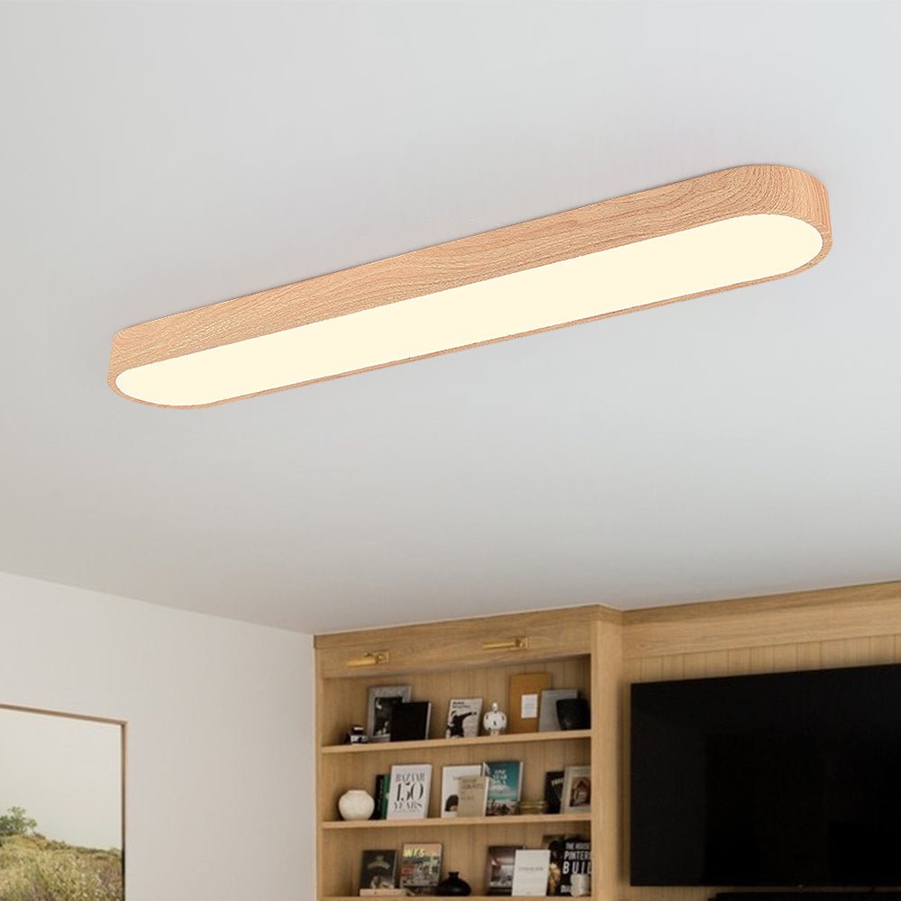 Contemporary LED Color Changing Wood Grain Flush Mount Ceiling Light