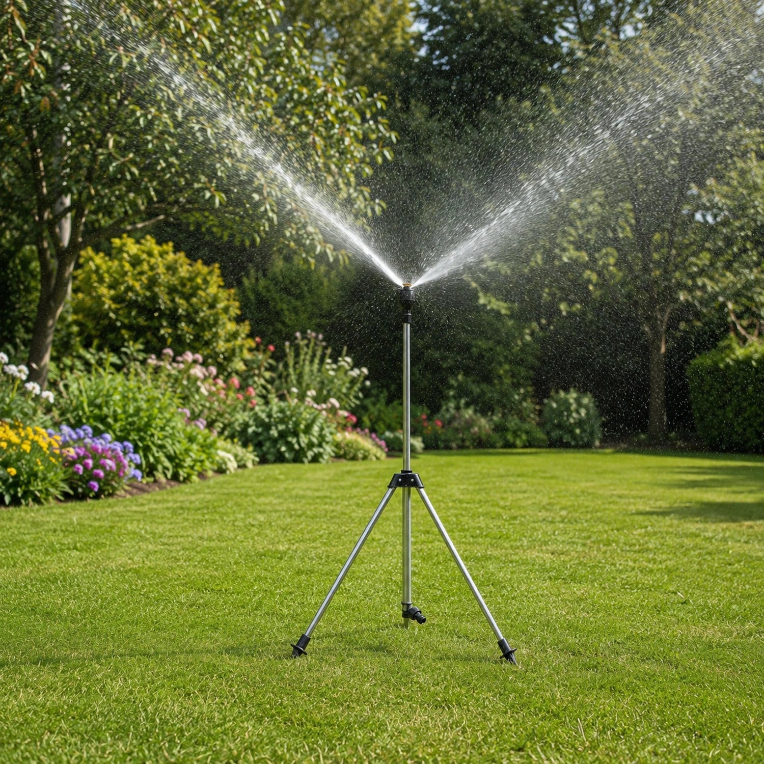 Stainless Steel Garden Sprinkler with Telescopic Tripod
