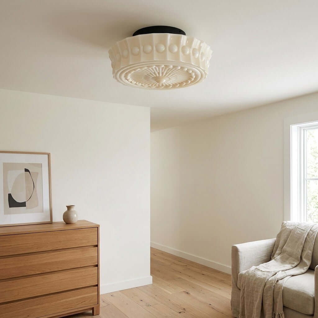 French Vintage Flushmount Ceiling Fixture