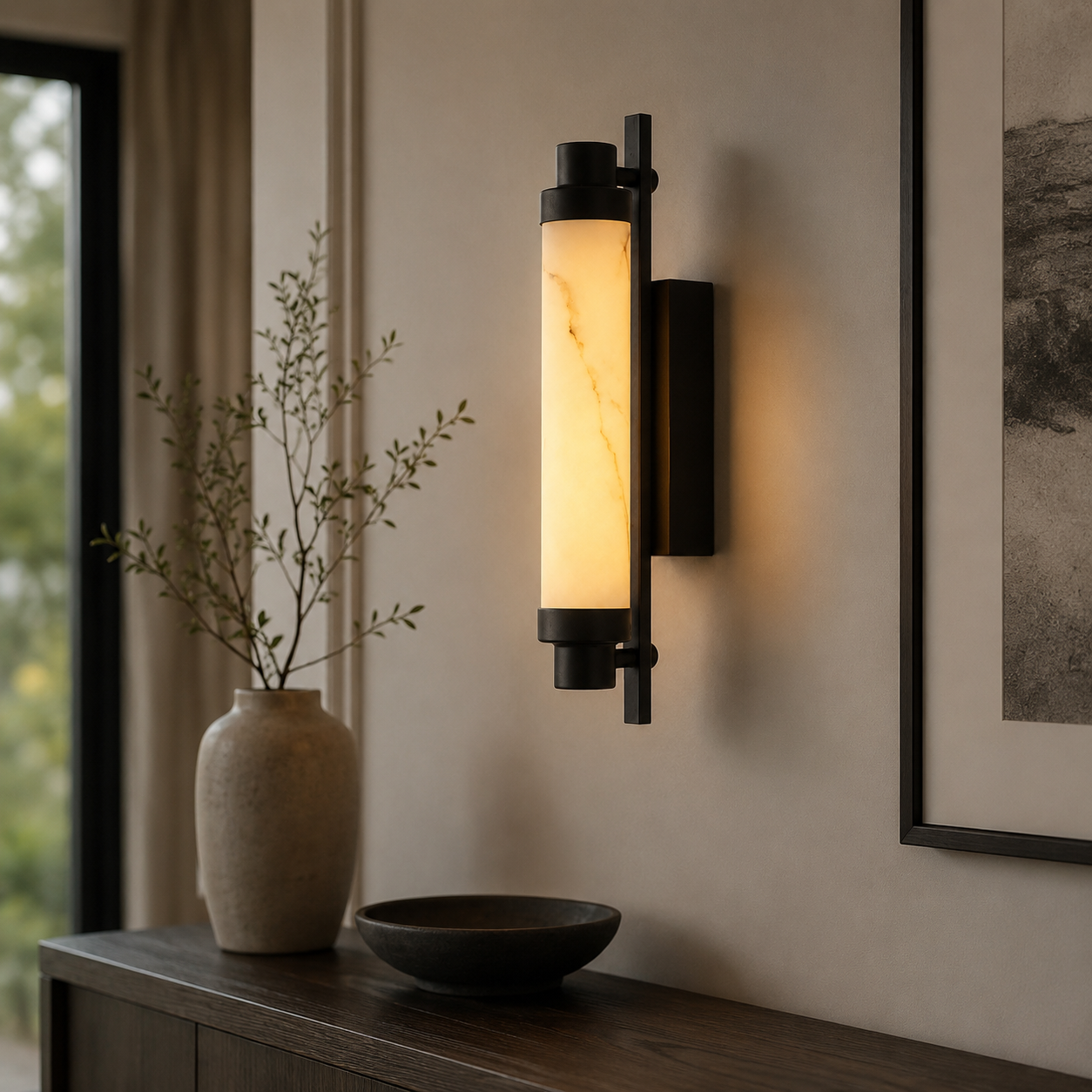 Art Deco Simulated Marble LED Wall Light
