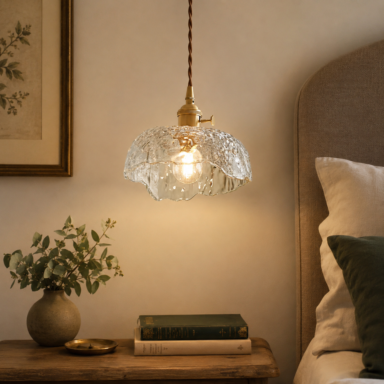 Copper and Glass Pendant Light