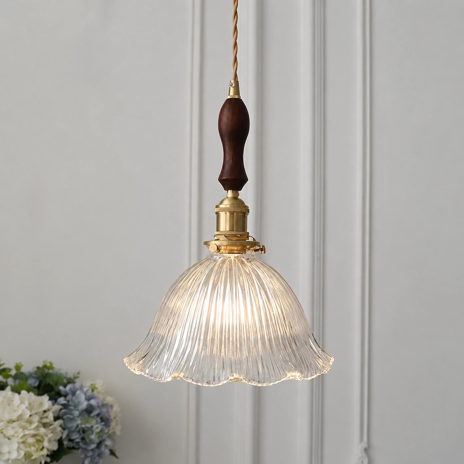 Clear Glass LED Pendant Light with Copper Finish