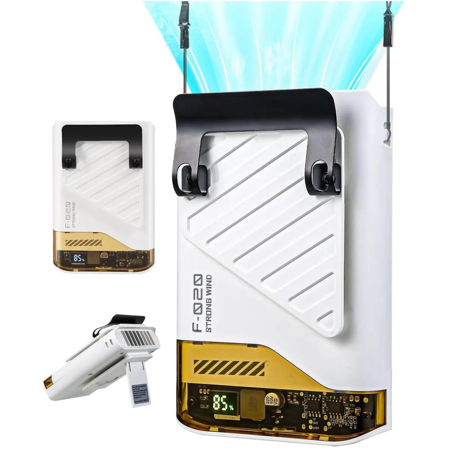 Portable power station with solar panel and charger on a white background