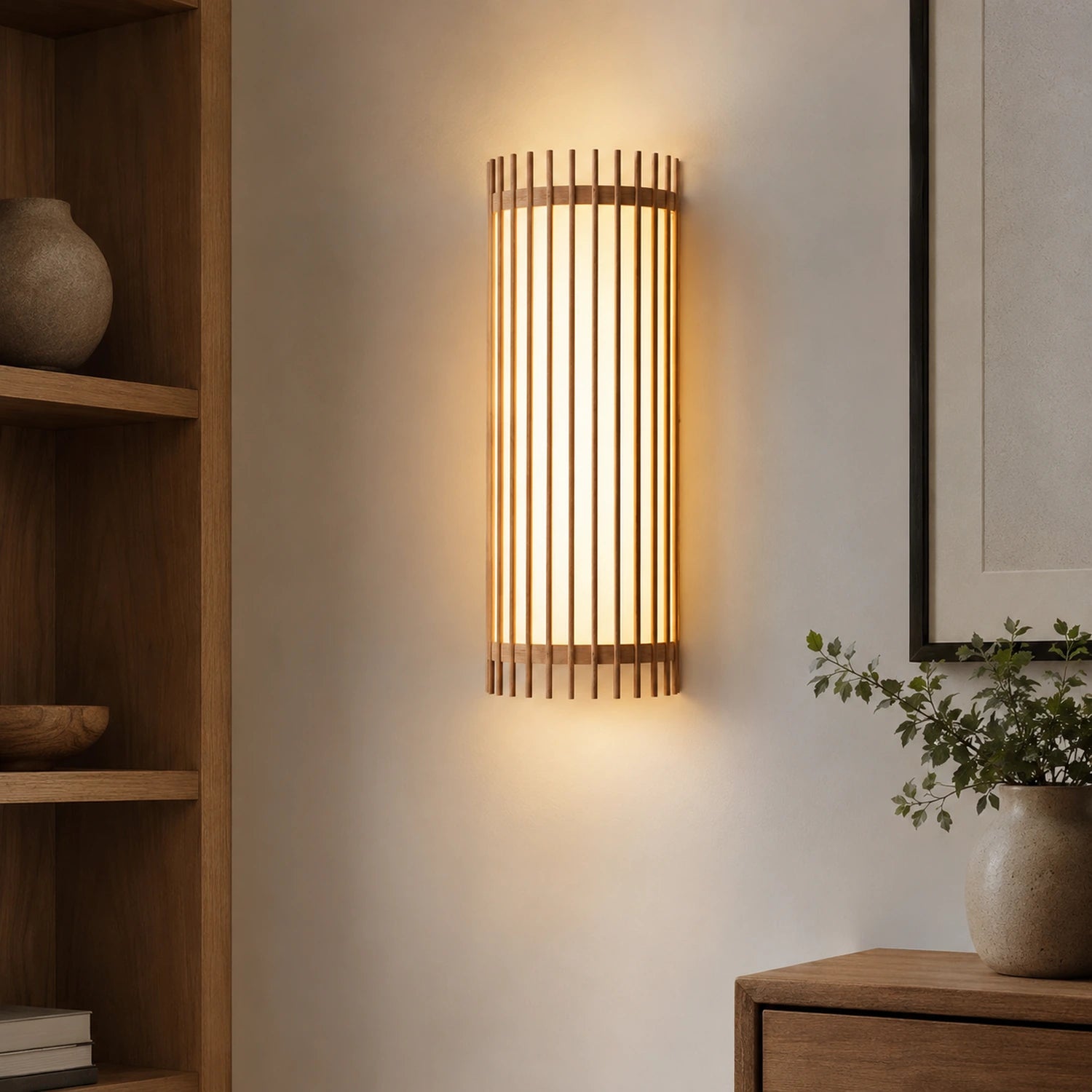 Wabi-sabi Style Wood and Acrylic LED Wall Sconce
