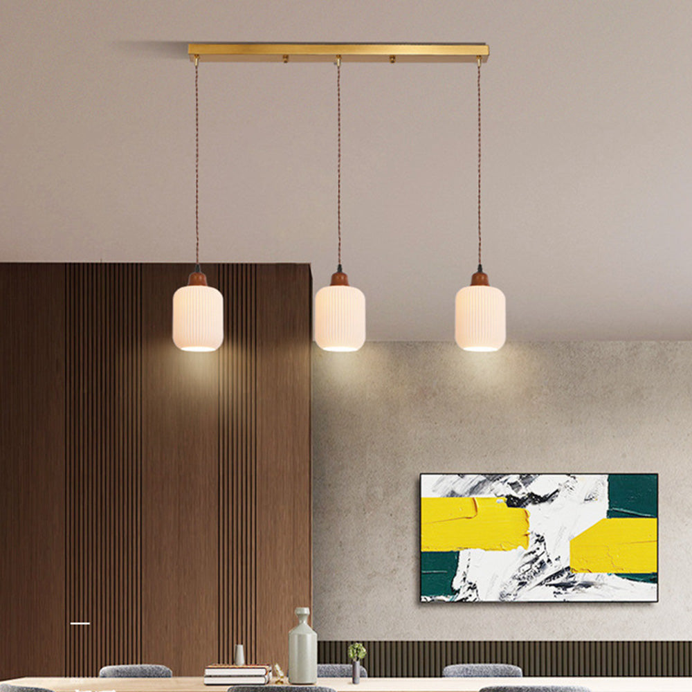 Modern Japandi Ceramic Pendant Light - Ribbed Shade