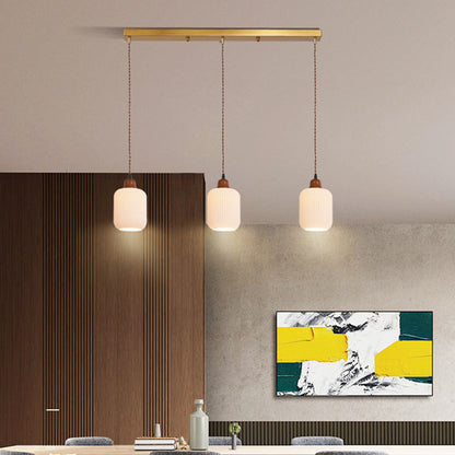 Modern Japandi Ceramic Pendant Light - Ribbed Shade