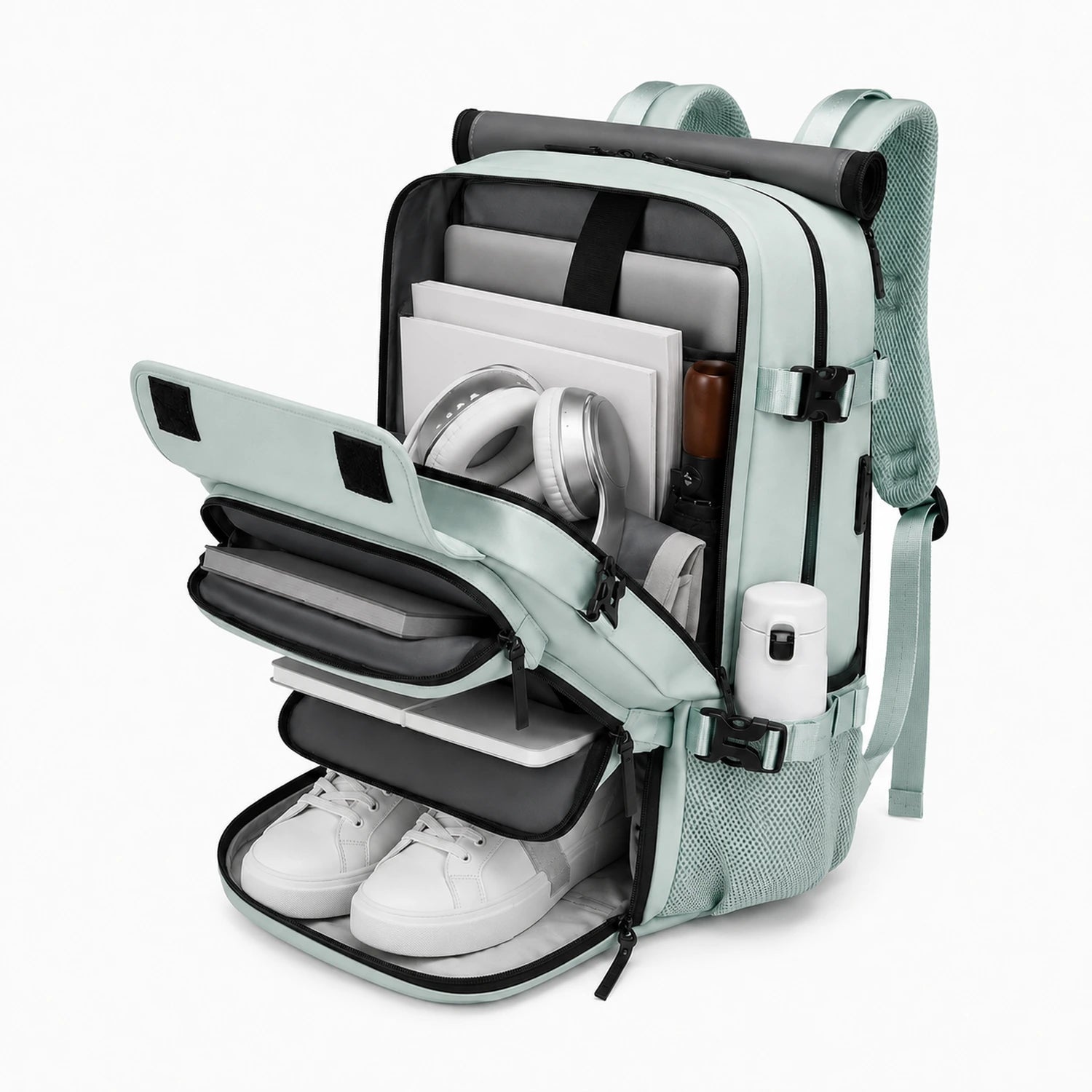 Large Travel Backpack with USB Charging & Shoe Compartment