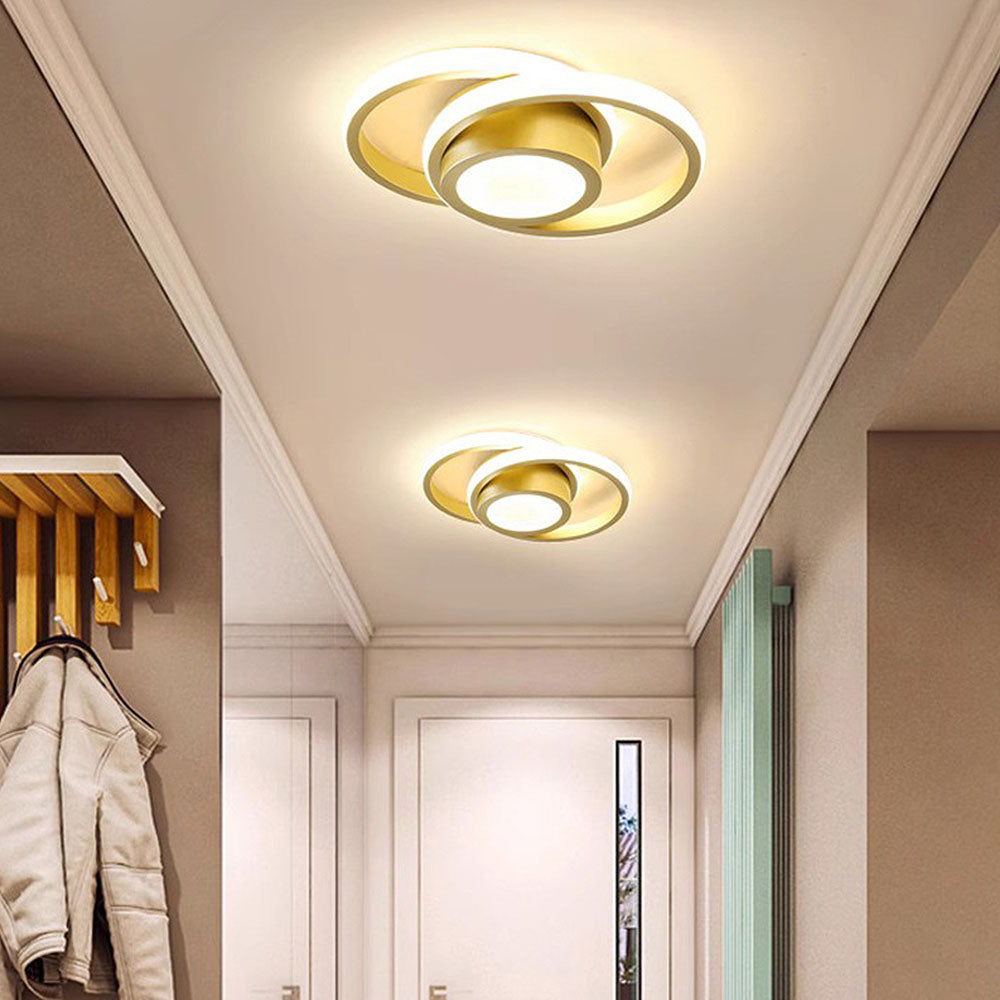 Modern Minimalist Double Ring Halo Contemporary Ceiling Light Fixture