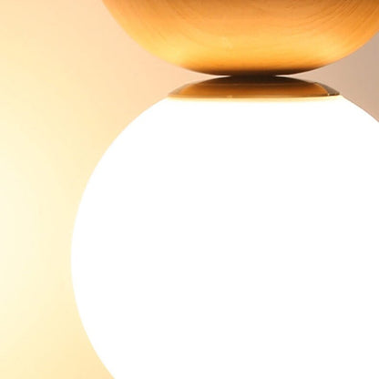 Modern Wood & Glass Globe Flush Mount Ceiling Light