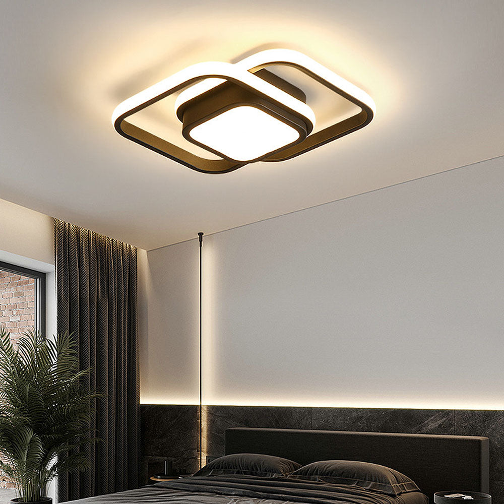 Modern Minimalist Double Ring Halo Contemporary Ceiling Light Fixture