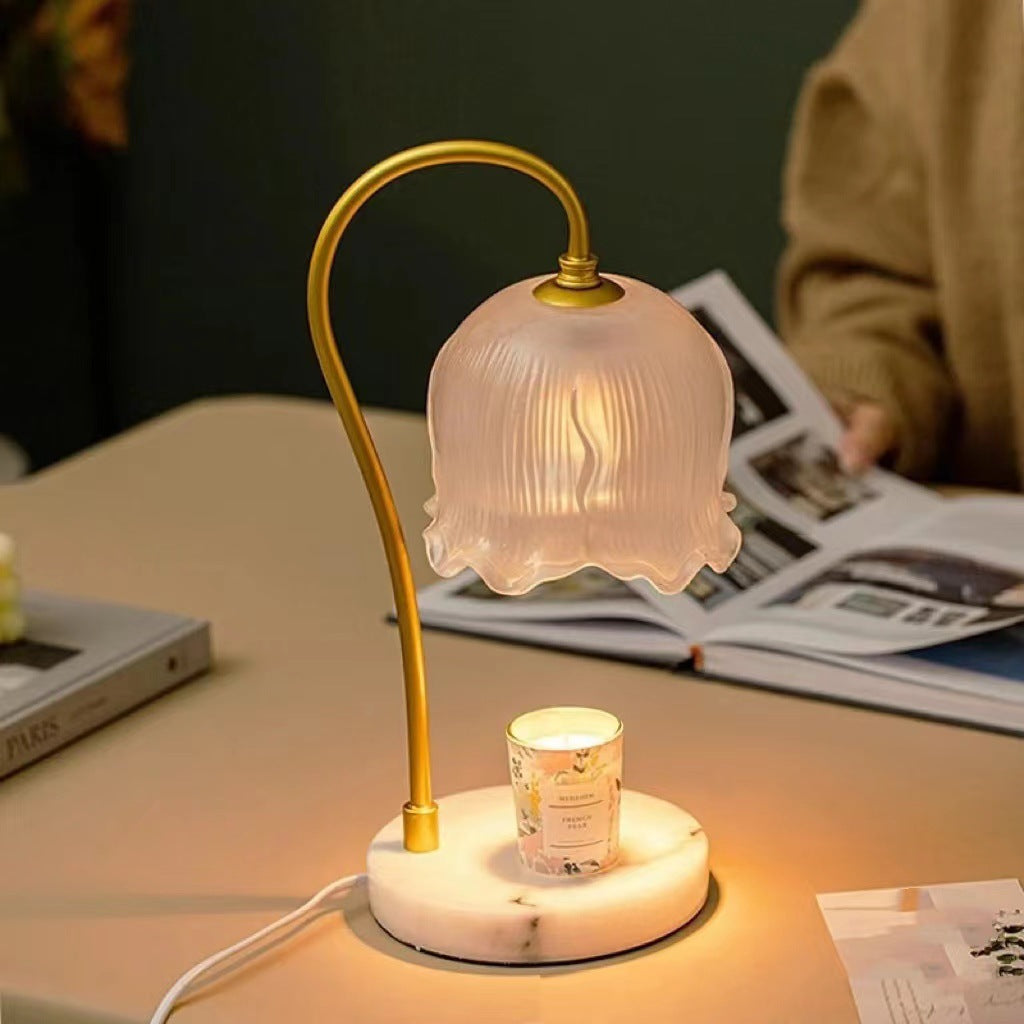 Modern Glass Flower Shape Warming Candle Lamp