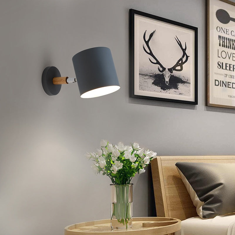 Nordic Adjustable Metal And Wood Modern Wall Light