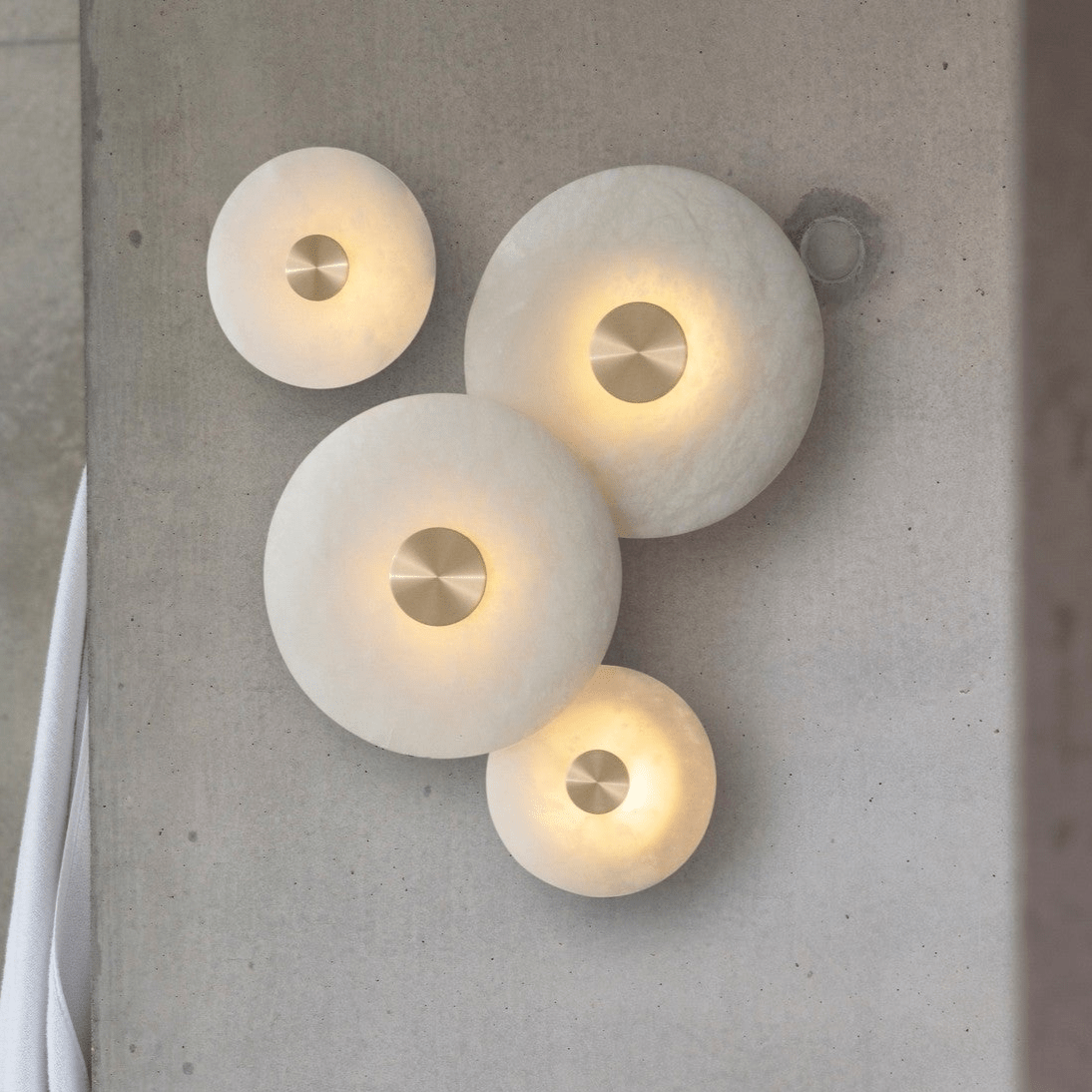 Minimalist Jade Alabaster Metal Wall Light