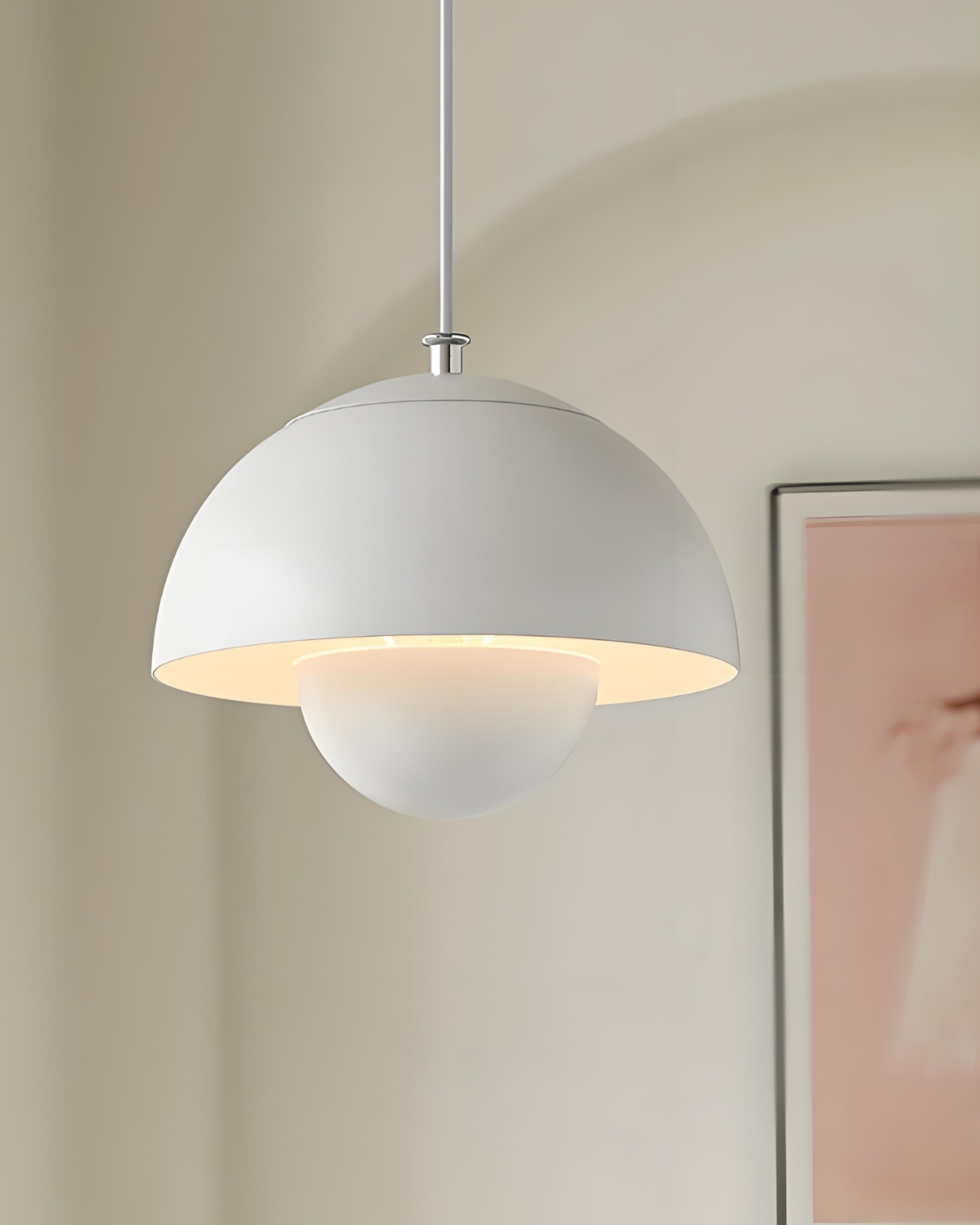 Minimalist White Steel And Aluminum Kitchen Island Pendant Light