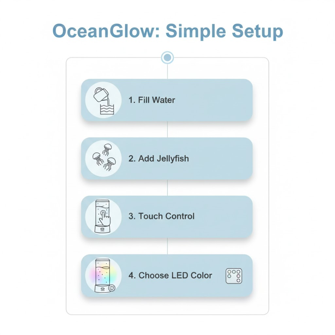 Modern LED Jellyfish Table Lamp for Bedroom - Mood Light - Bedside Night Light